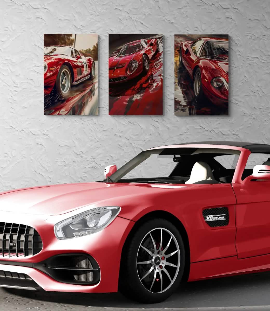 Ferrari Legends | Trio Canvas & Framed Canvas Set 🏎️🔥| Luxury Garage Decor - Canvas - 30X45 CM / 12X18″ -