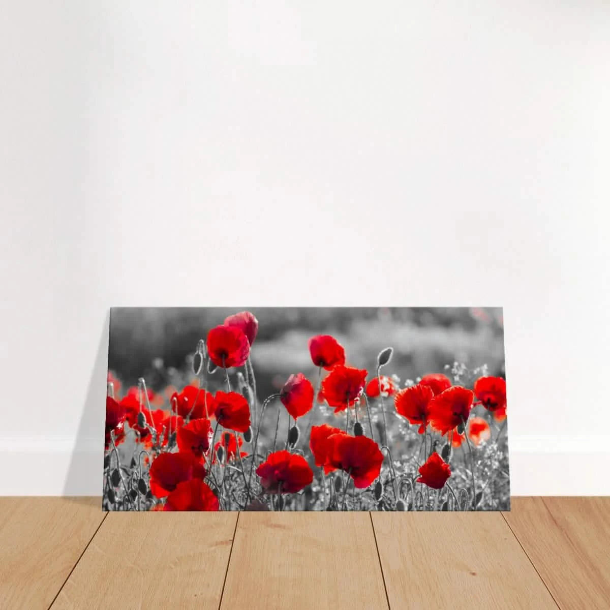 "Field of Remembrance" – Red Poppies in Monochrome Meadow | Elegant Floral Wall Art Print - 40x80 cm / 16x32″ -