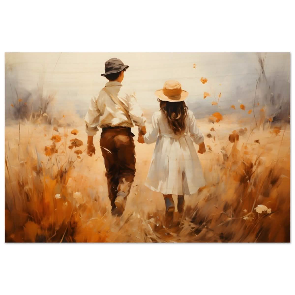 Fields of Togetherness | Impressionistic Art - Wood Prints - 30x45 cm / 12x18″ -