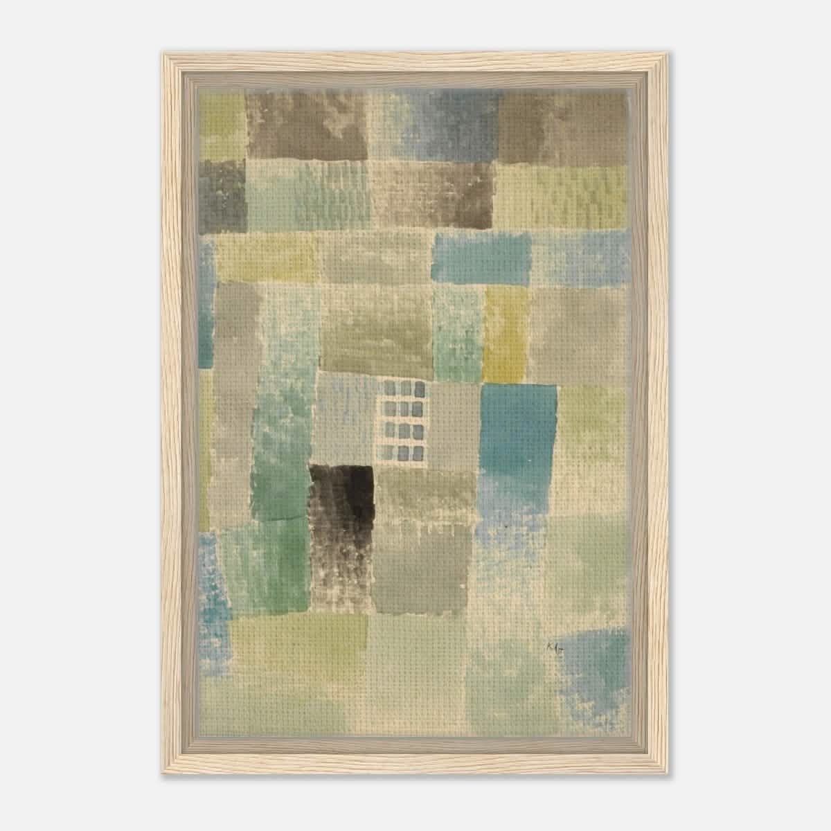 First House of a Settlement by Paul Klee 1926 | Vintage wall art print - Framed Canvas - 30x45 cm / 12x18″ - Wood frame