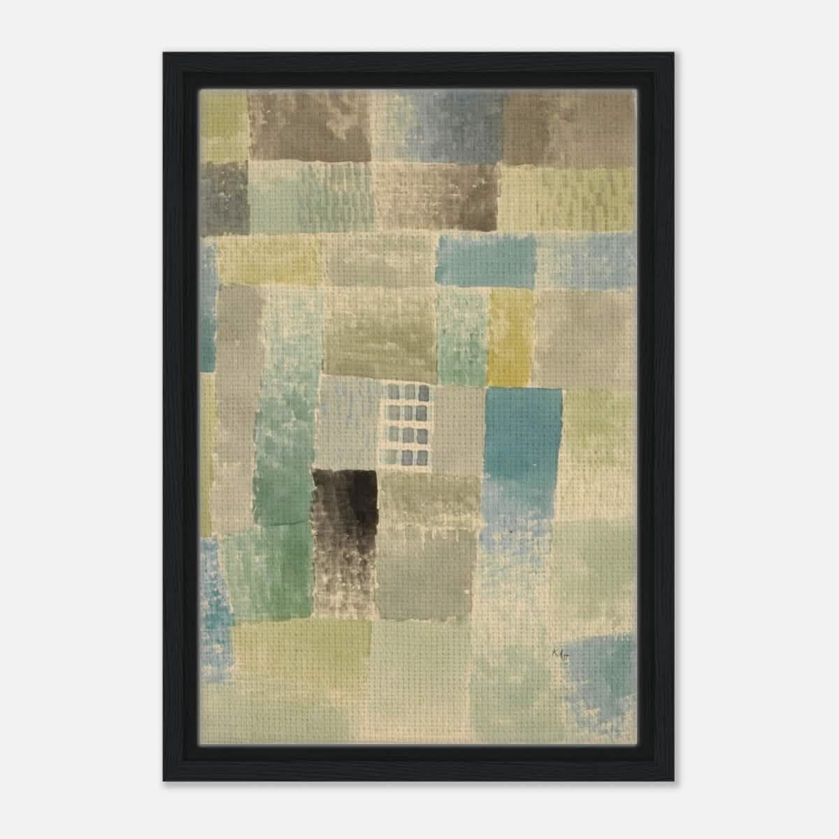 First House of a Settlement by Paul Klee 1926 | Vintage wall art print - Framed Canvas - 30x45 cm / 12x18″ - Black frame