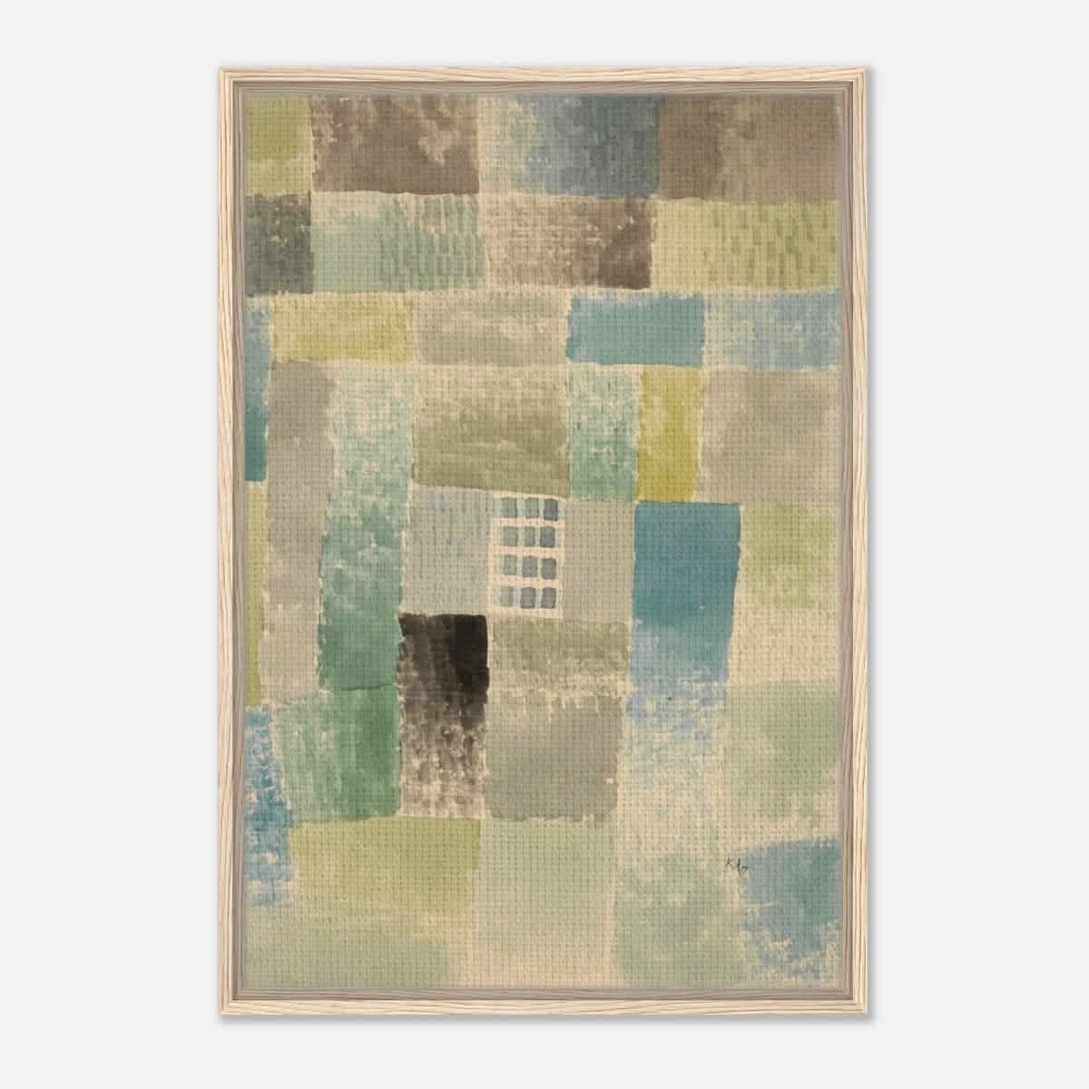 First House of a Settlement by Paul Klee 1926 | Vintage wall art print - Framed Canvas - 60x90 cm / 24x36″ - Wood frame
