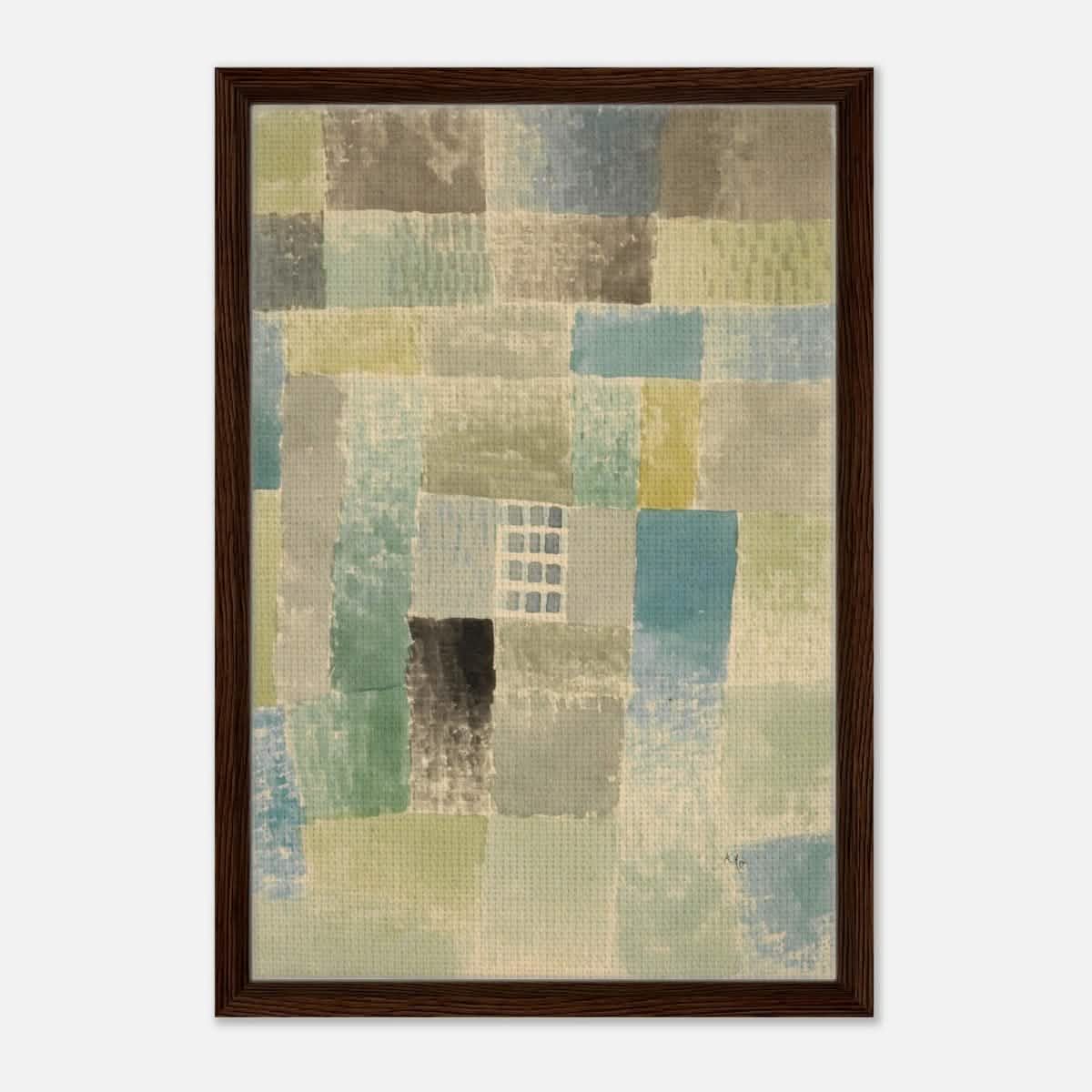 First House of a Settlement by Paul Klee 1926 | Vintage wall art print - Framed Canvas - 40x60 cm / 16x24″ - Dark wood frame