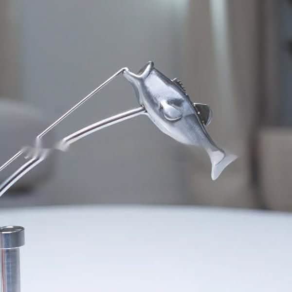 Fisherman Balance Sculpture – Modern Alloy Kinetic Art Ornament - Silver -