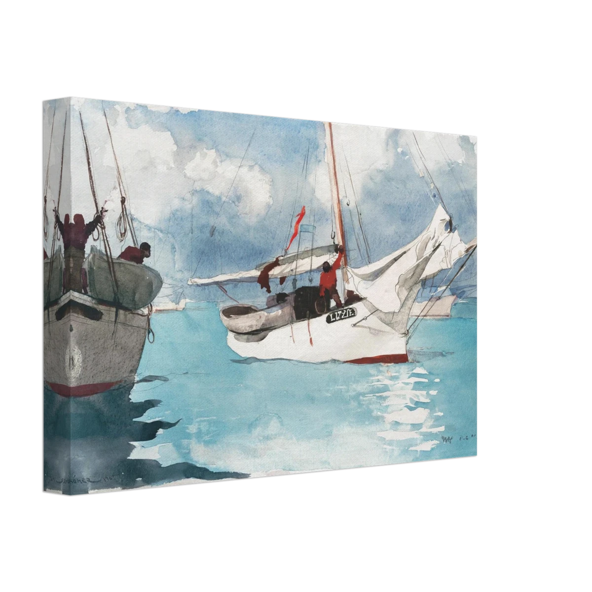 "Fishing Boats, Key West" – Nautical Wall Art Print by Winslow Homer - Canvas - 20x30 cm / 8x12″ -