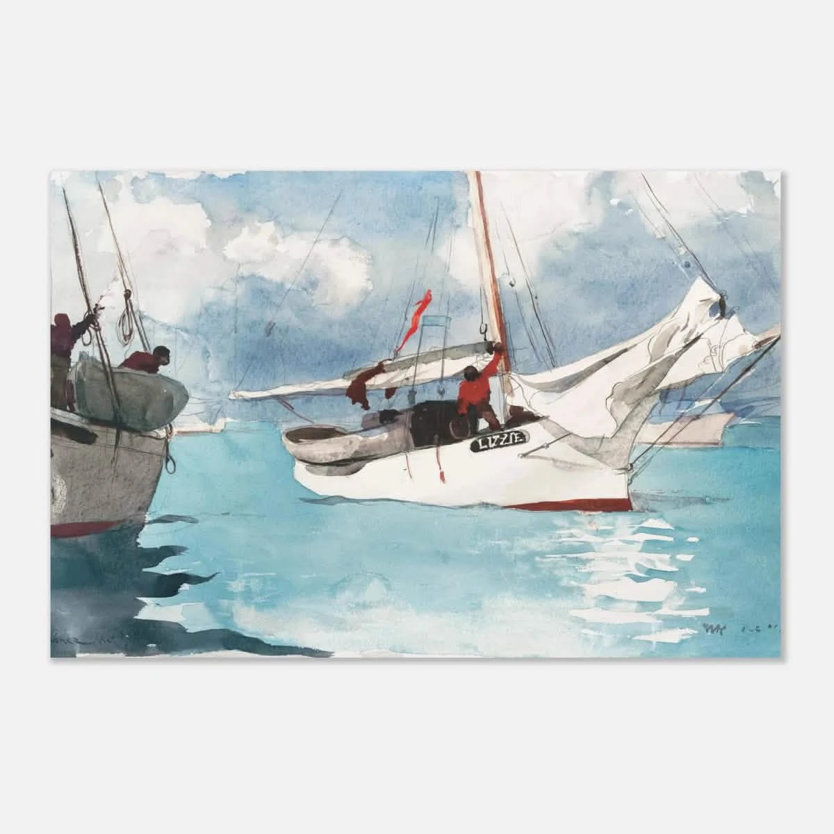 "Fishing Boats, Key West" – Nautical Wall Art Print by Winslow Homer - Aluminum Print - 30x45 cm / 12x18″ -