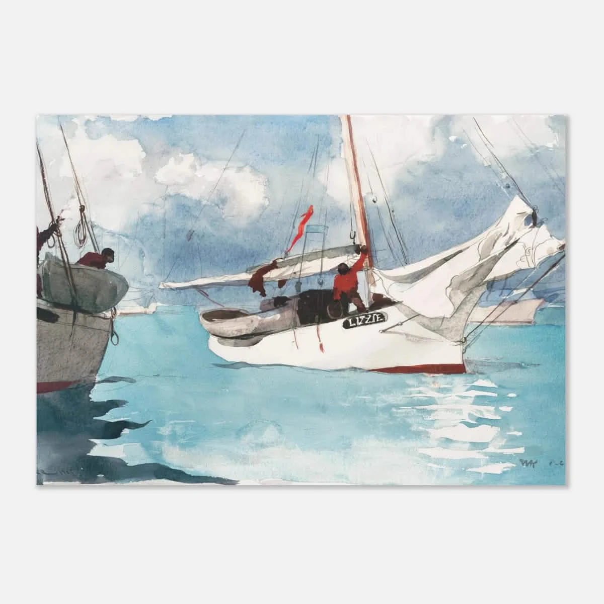 "Fishing Boats, Key West" – Nautical Wall Art Print by Winslow Homer - Aluminum Print - 70x100 cm / 28x40″ -