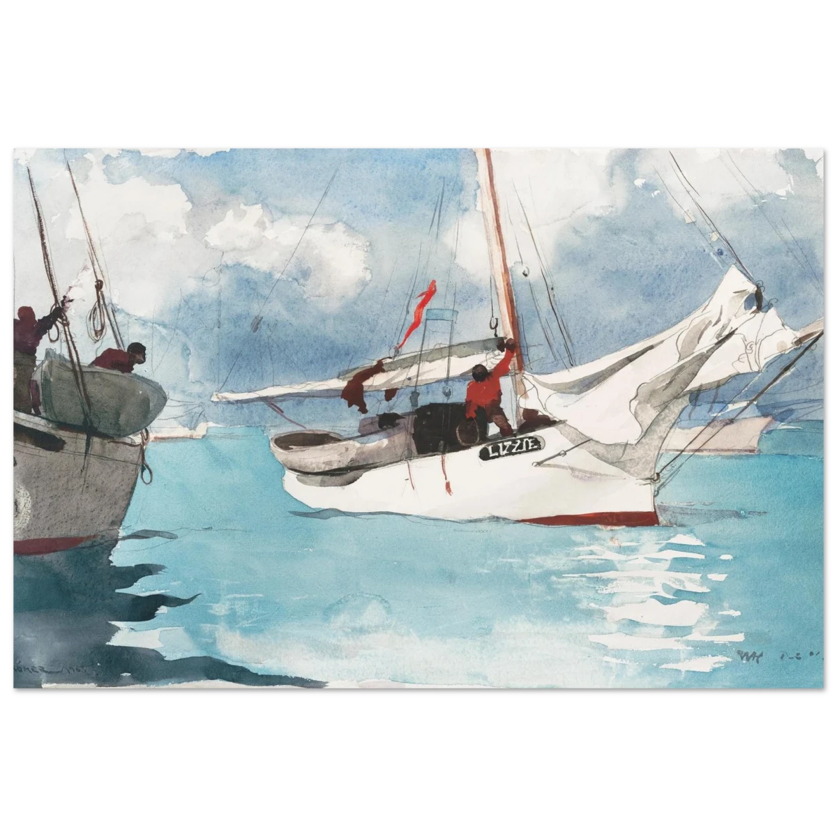 "Fishing Boats, Key West" – Nautical Wall Art Print by Winslow Homer - Fine Art Poster - 60x90 cm / 24x36″ -