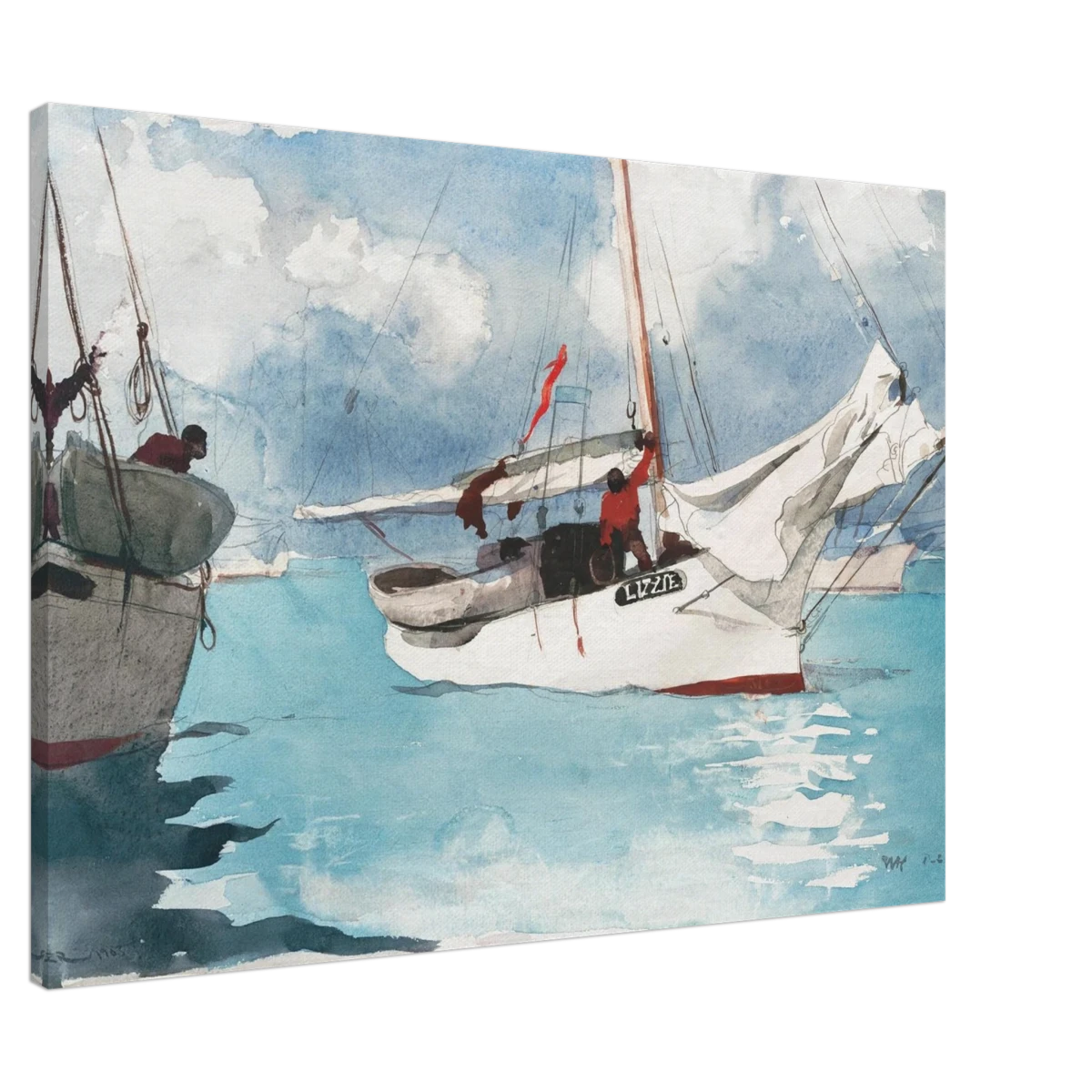 "Fishing Boats, Key West" – Nautical Wall Art Print by Winslow Homer - Canvas - 70x100 cm / 28x40″ -