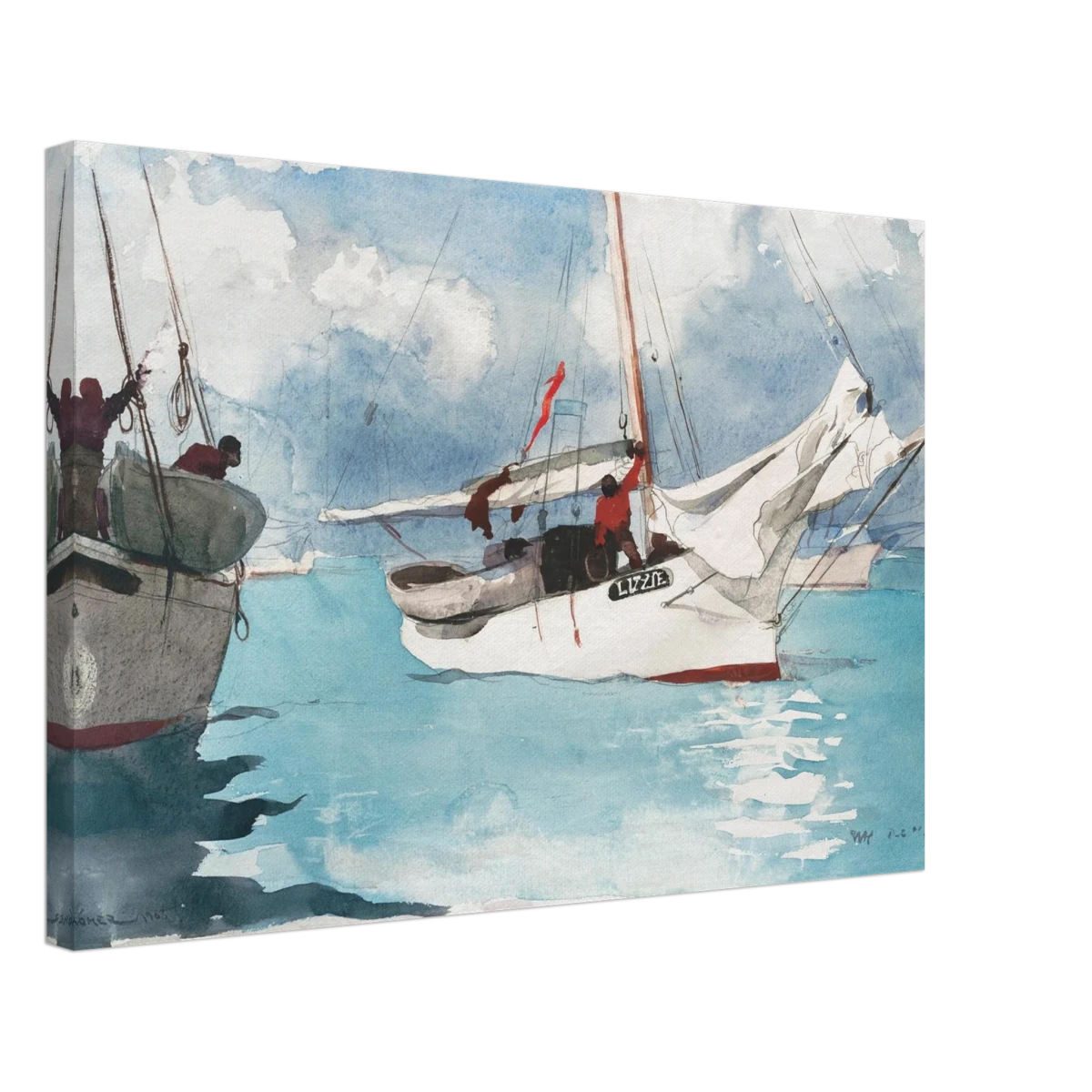 "Fishing Boats, Key West" – Nautical Wall Art Print by Winslow Homer - Canvas - 40x60 cm / 16x24″ -