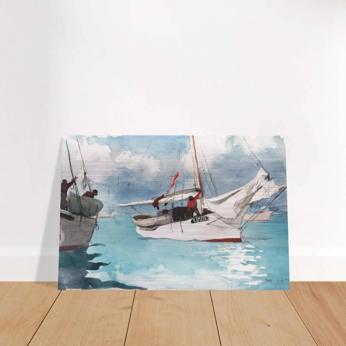 "Fishing Boats, Key West" – Nautical Wall Art Print by Winslow Homer - Brushed Aluminum Print - 30x45 cm / 12x18″ -