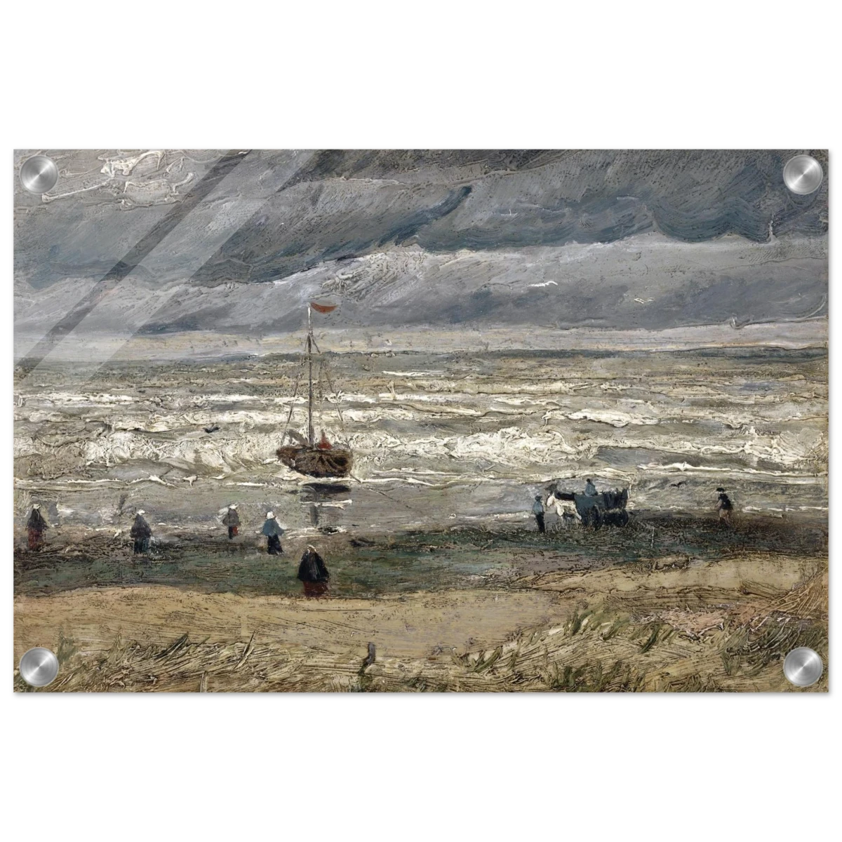 Fishing Boats on the Beach at Scheveningen – Vincent van Gogh Nautical Wall Art Print - Acrylic Print - 30x45 cm / 12x18″ -