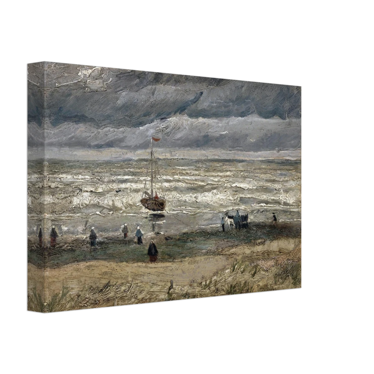 Fishing Boats on the Beach at Scheveningen – Vincent van Gogh Nautical Wall Art Print - Canvas - 20x30 cm / 8x12″ -