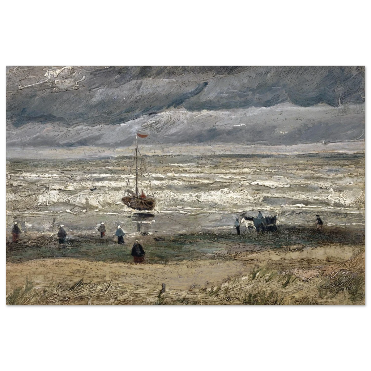 Fishing Boats on the Beach at Scheveningen – Vincent van Gogh Nautical Wall Art Print - Fine Art Poster - 40x60 cm / 16x24″ -