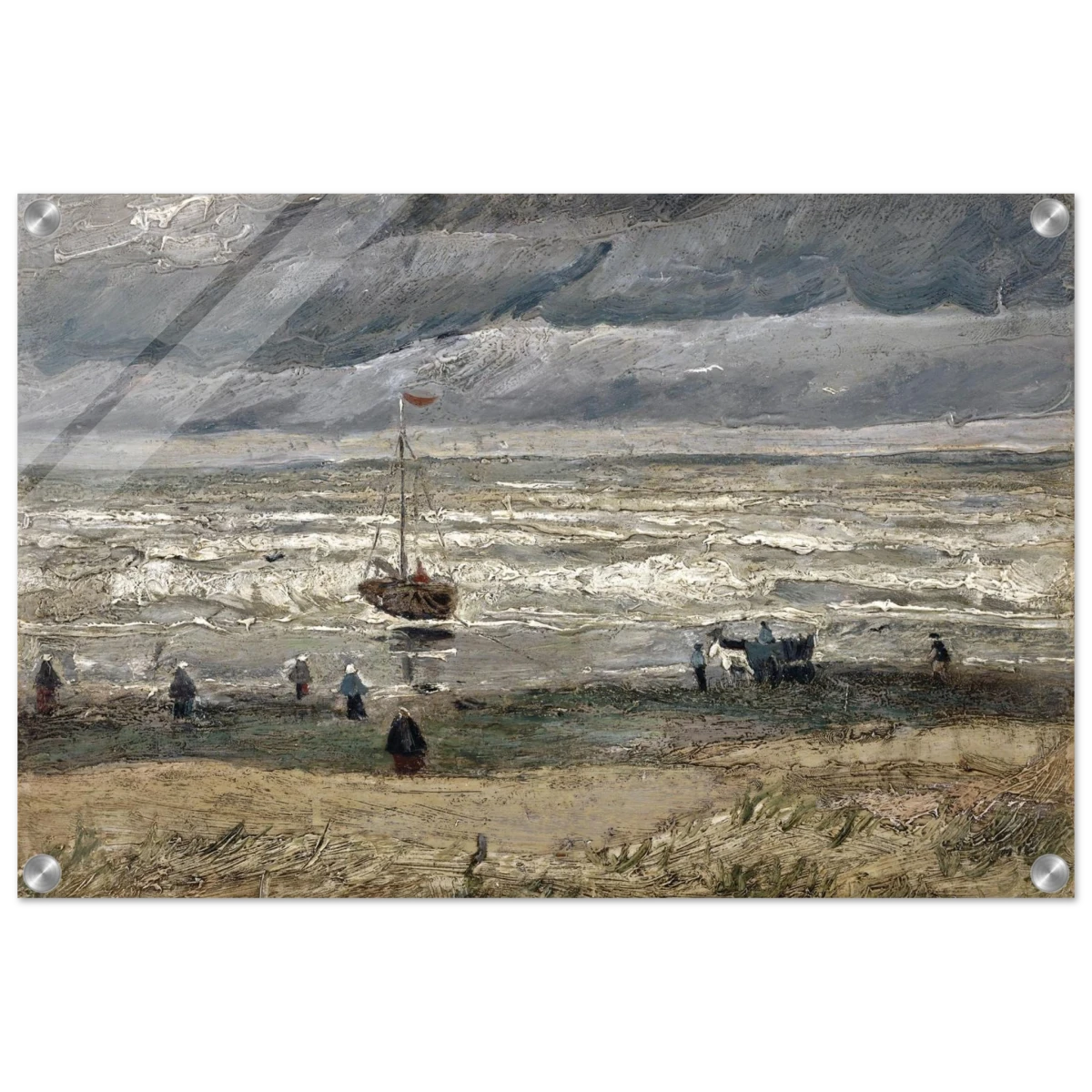 Fishing Boats on the Beach at Scheveningen – Vincent van Gogh Nautical Wall Art Print - Acrylic Print - 40x60 cm / 16x24″ -