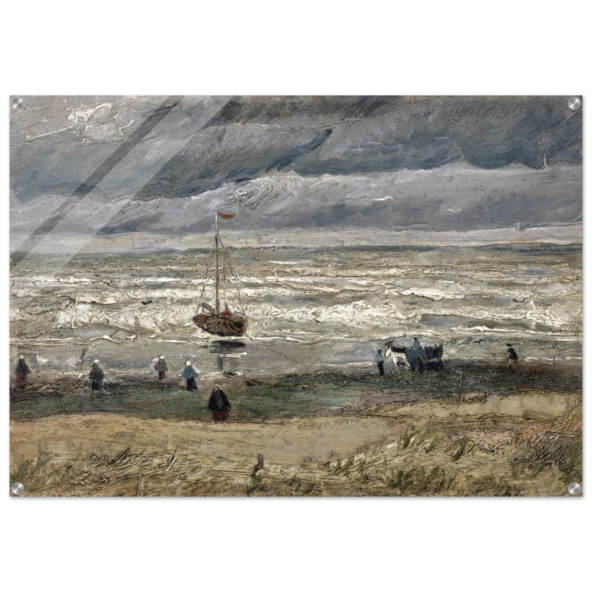 Fishing Boats on the Beach at Scheveningen – Vincent van Gogh Nautical Wall Art Print - Acrylic Print - 70x100 cm / 28x40″ -
