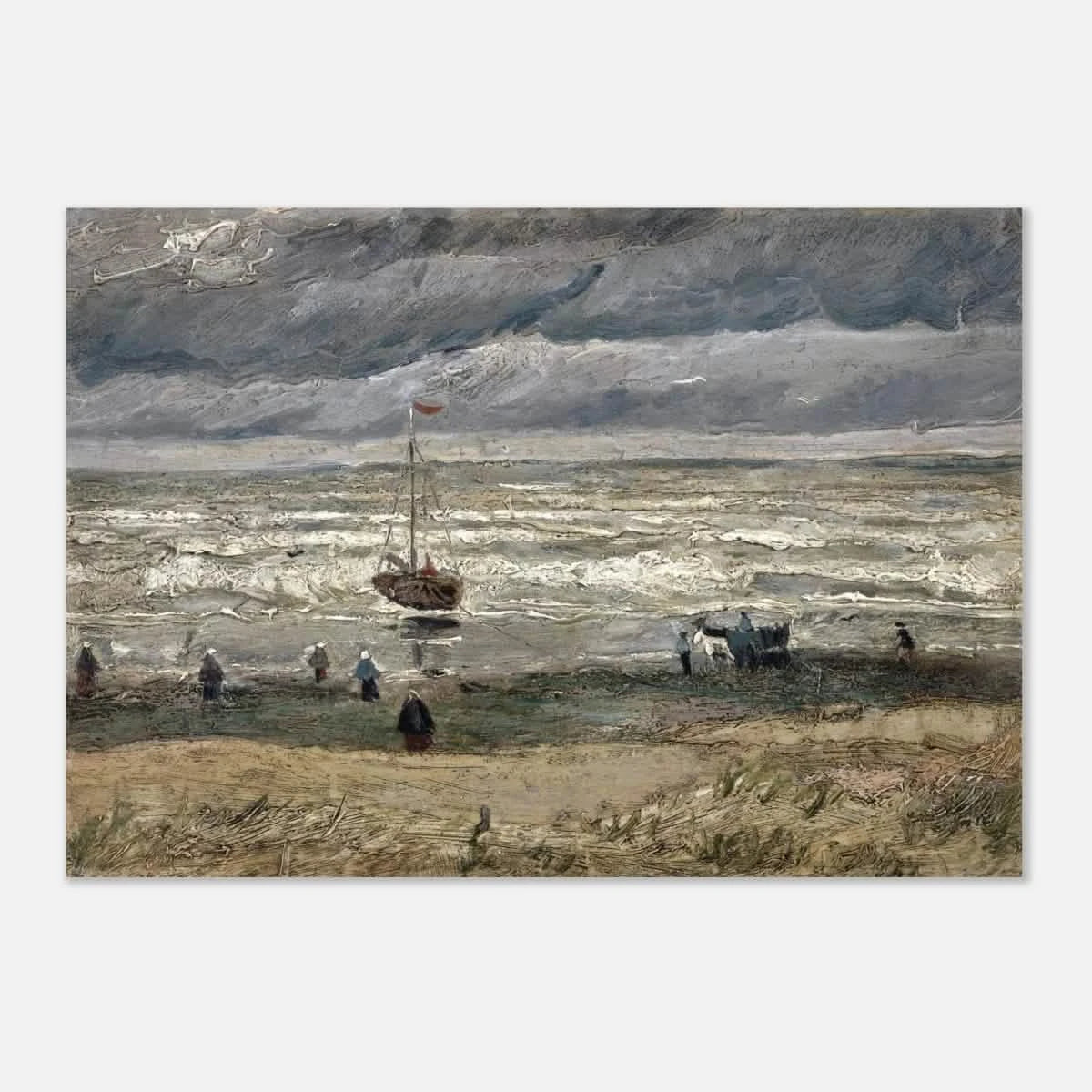 Fishing Boats on the Beach at Scheveningen – Vincent van Gogh Nautical Wall Art Print - Aluminum Print - 70x100 cm / 28x40″ -