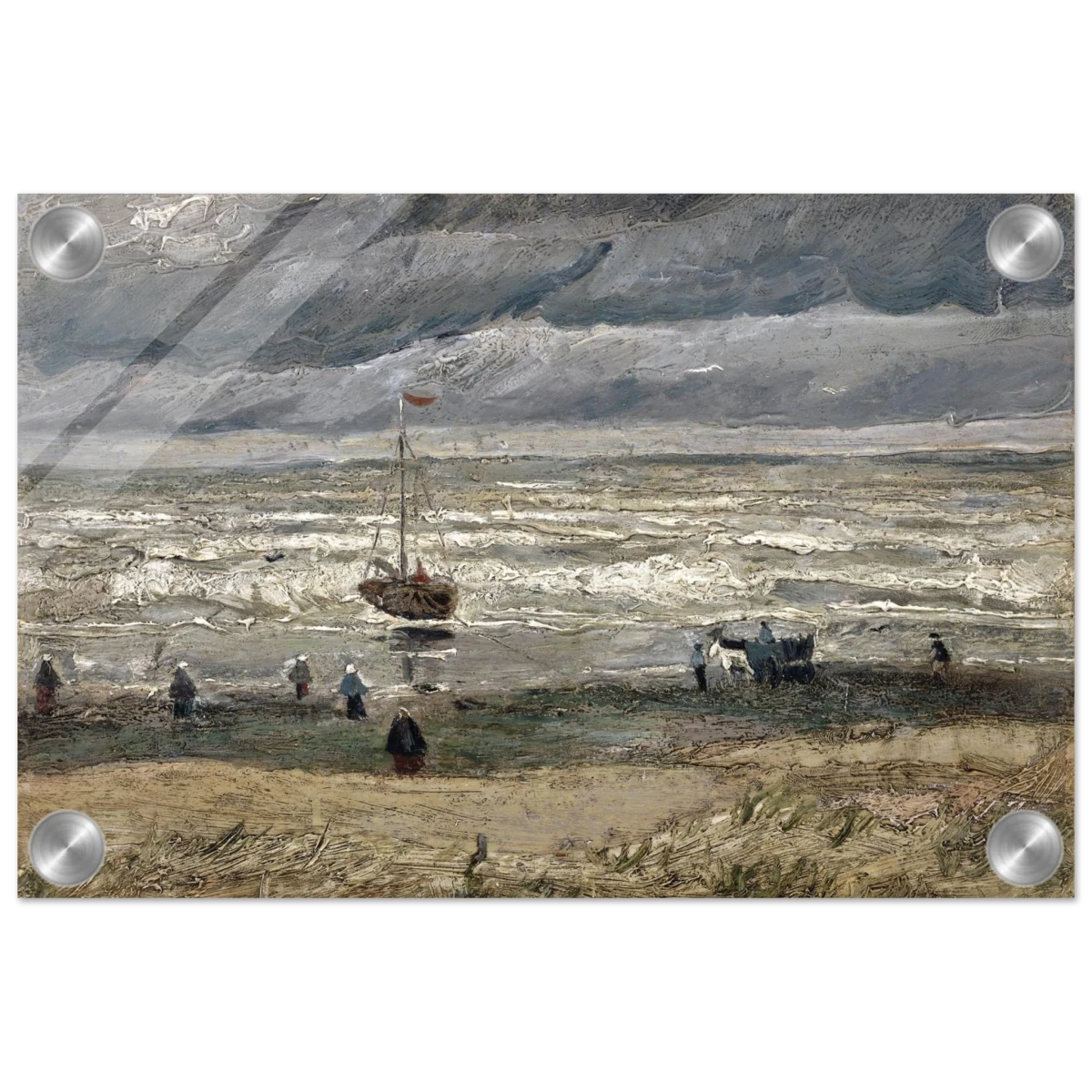 Fishing Boats on the Beach at Scheveningen – Vincent van Gogh Nautical Wall Art Print - Acrylic Print - 20x30 cm / 8x12″ -