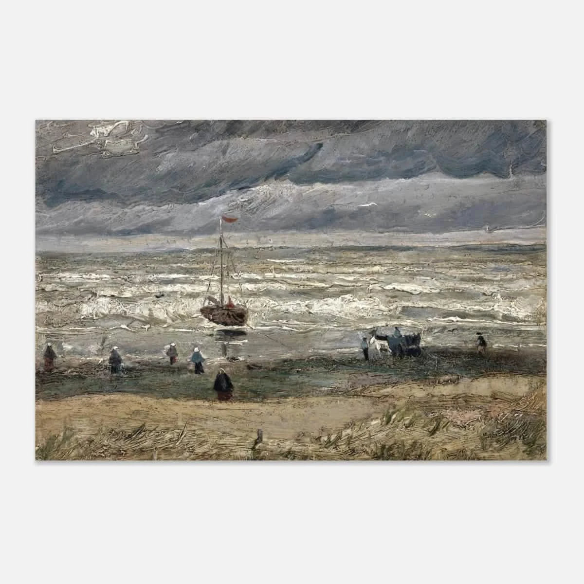 Fishing Boats on the Beach at Scheveningen – Vincent van Gogh Nautical Wall Art Print - Aluminum Print - 20x30 cm / 8x12″ -