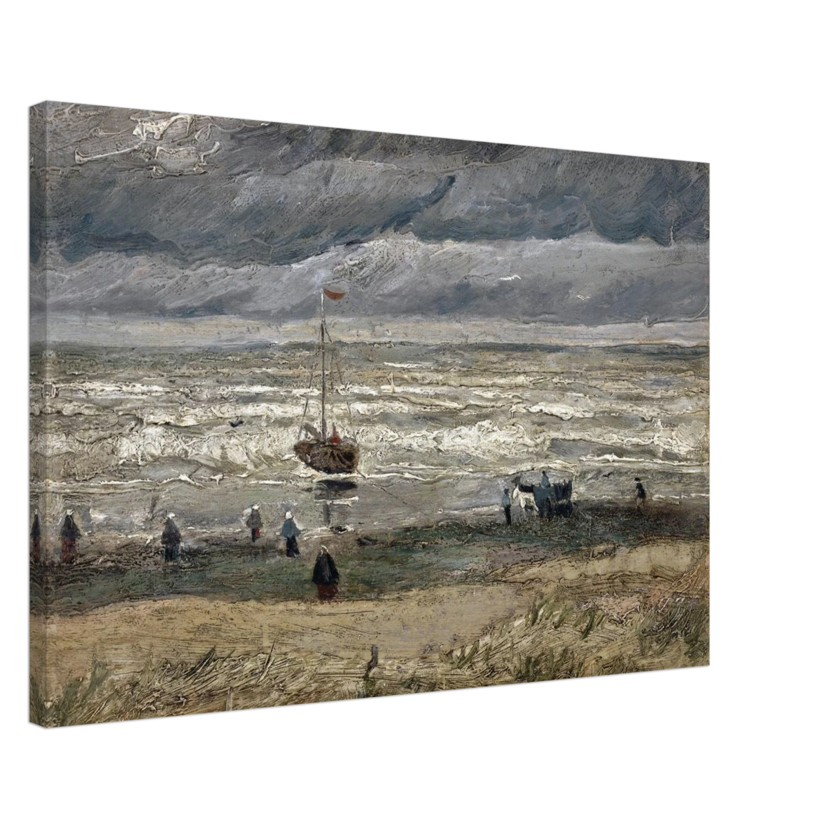 Fishing Boats on the Beach at Scheveningen – Vincent van Gogh Nautical Wall Art Print - Canvas - 50x75 cm / 20x30″ -