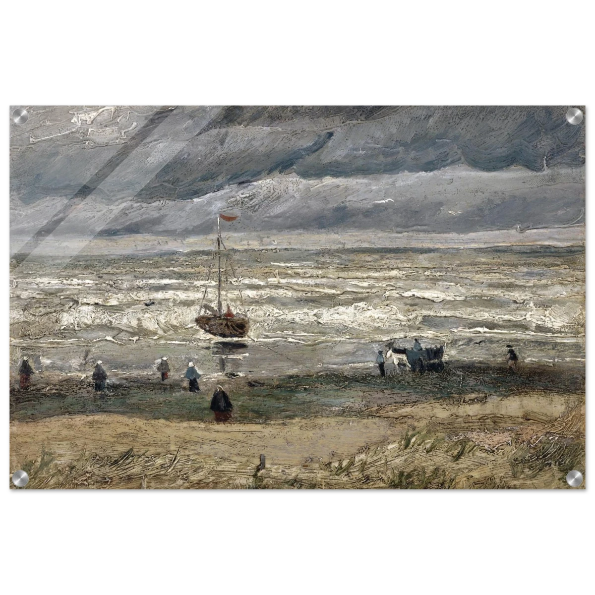 Fishing Boats on the Beach at Scheveningen – Vincent van Gogh Nautical Wall Art Print - Acrylic Print - 50x75 cm / 20x30″ -