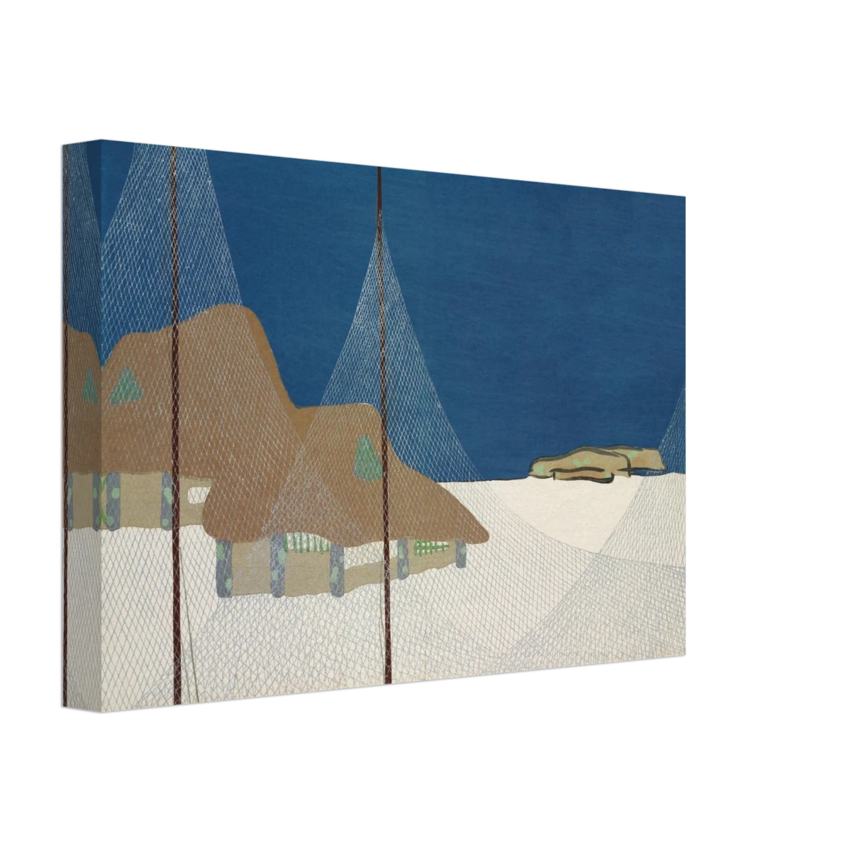 "Fishing Village" – Japanese Coastal Minimalism Wall Art Print by Kamisaka Sekka - Canvas - 20x30 cm / 8x12″ -