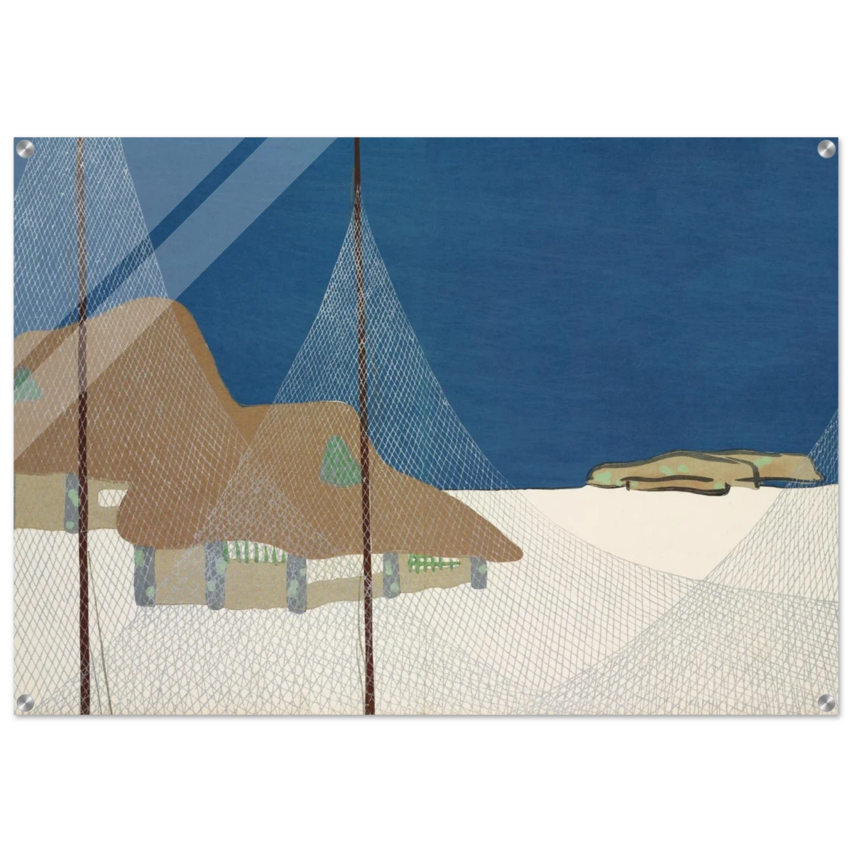 "Fishing Village" – Japanese Coastal Minimalism Wall Art Print by Kamisaka Sekka - Acrylic Print - 70x100 cm / 28x40″ -