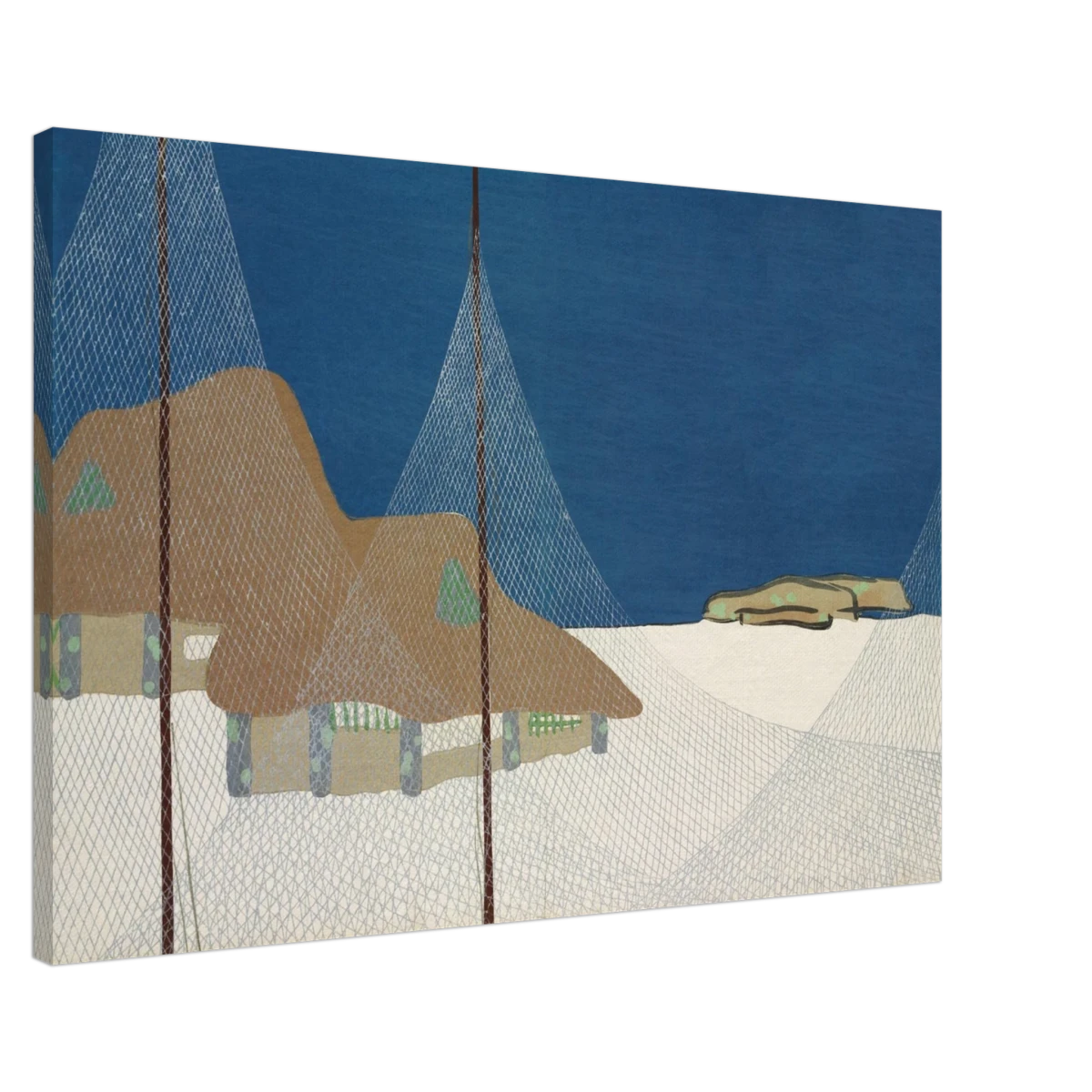 "Fishing Village" – Japanese Coastal Minimalism Wall Art Print by Kamisaka Sekka - Canvas - 60x90 cm / 24x36″ -
