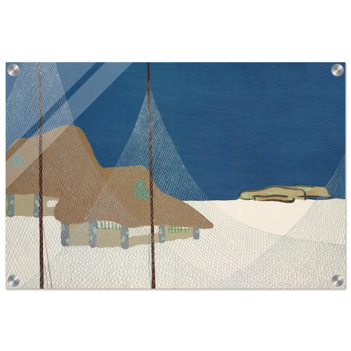 "Fishing Village" – Japanese Coastal Minimalism Wall Art Print by Kamisaka Sekka - Acrylic Print - 40x60 cm / 16x24″ -
