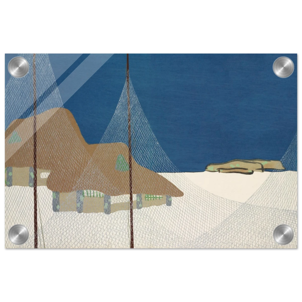 "Fishing Village" – Japanese Coastal Minimalism Wall Art Print by Kamisaka Sekka - Acrylic Print - 20x30 cm / 8x12″ -