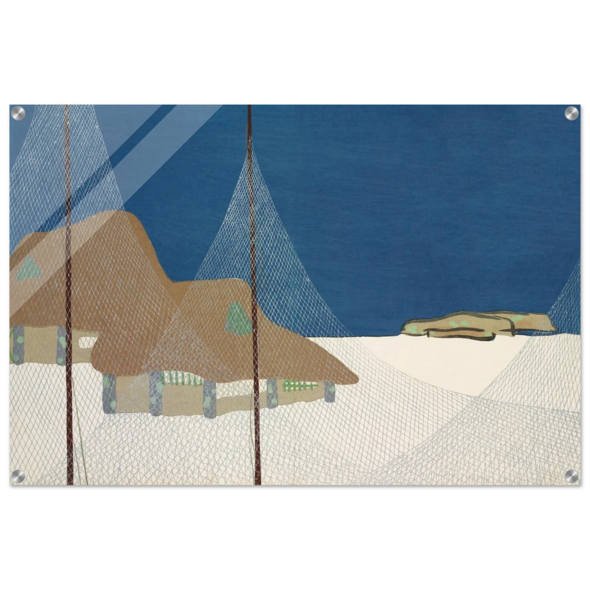 "Fishing Village" – Japanese Coastal Minimalism Wall Art Print by Kamisaka Sekka - Acrylic Print - 60x90 cm / 24x36″ -