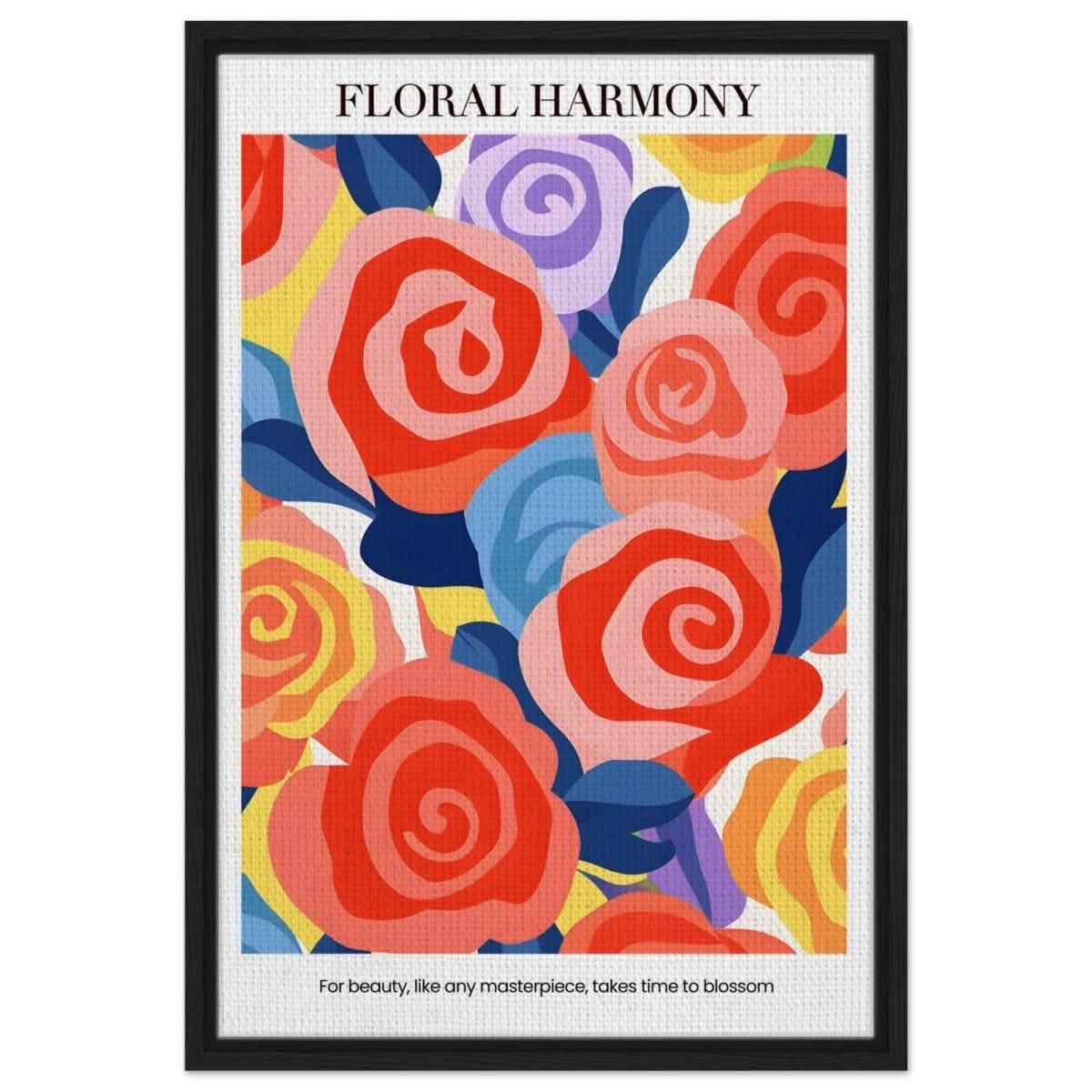 Floral Harmony - Framed Canvas - 50x75 cm / 20x30″ - Black frame