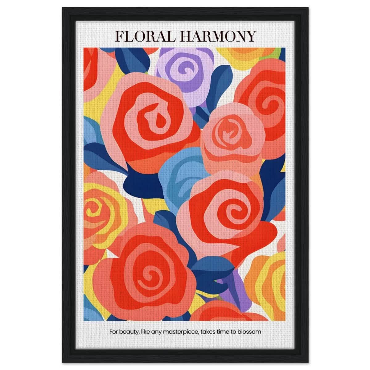 Floral Harmony - Framed Canvas - 40x60 cm / 16x24″ - Black frame