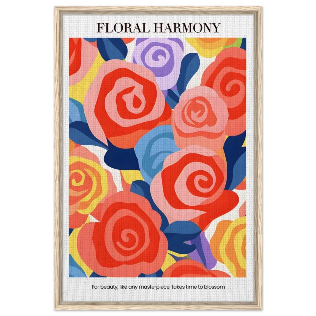 Floral Harmony - Framed Canvas - 60x90 cm / 24x36″ - Wood frame