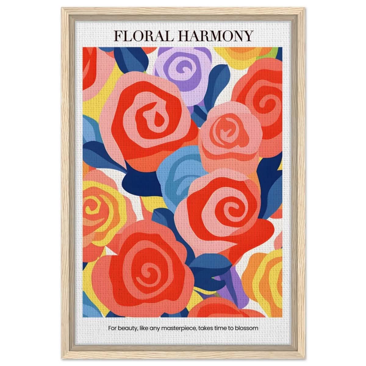 Floral Harmony - Framed Canvas - 40x60 cm / 16x24″ - Wood frame
