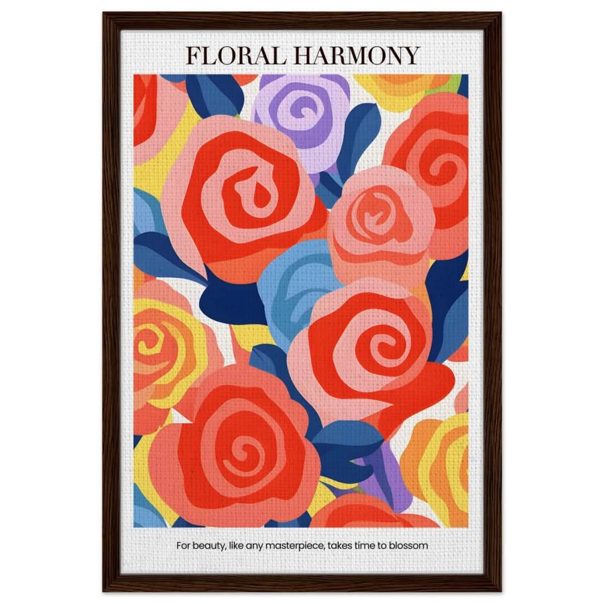 Floral Harmony - Framed Canvas - 50x75 cm / 20x30″ - Dark wood frame