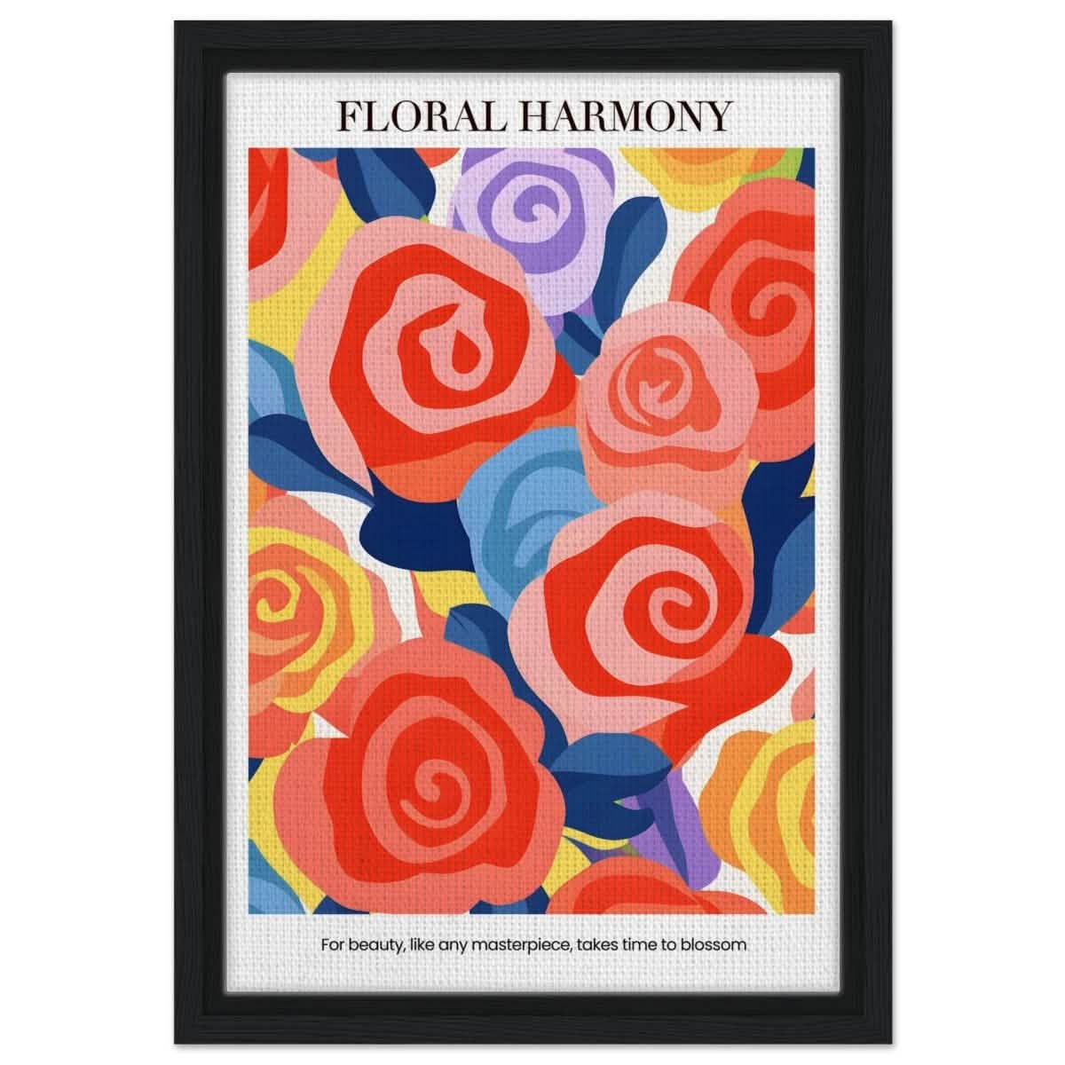 Floral Harmony - Framed Canvas - 30x45 cm / 12x18″ - Black frame
