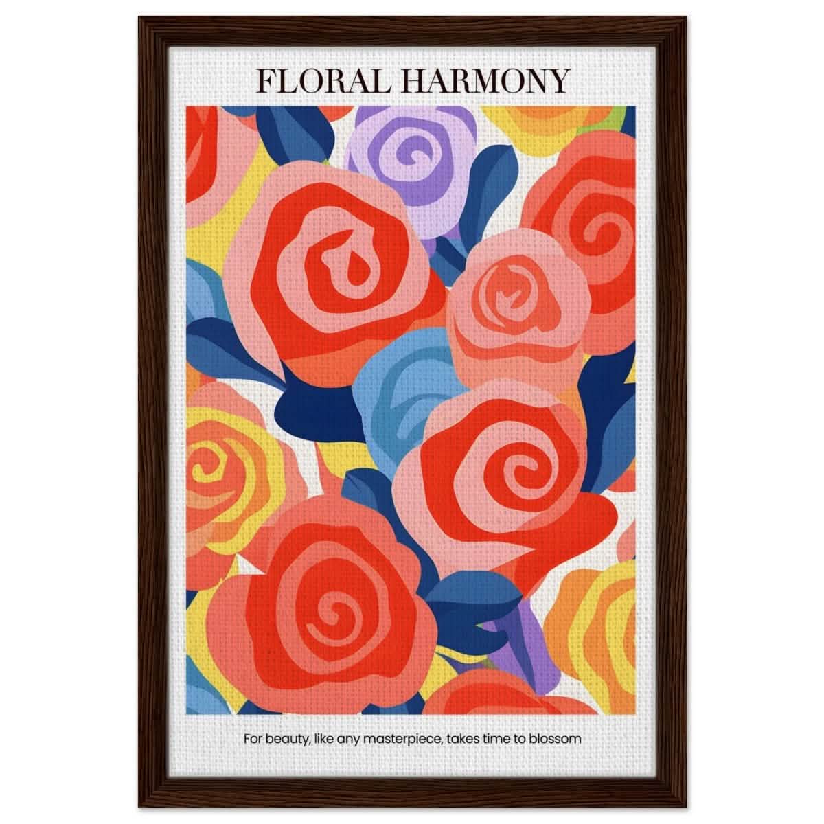 Floral Harmony - Framed Canvas - 40x60 cm / 16x24″ - Dark wood frame