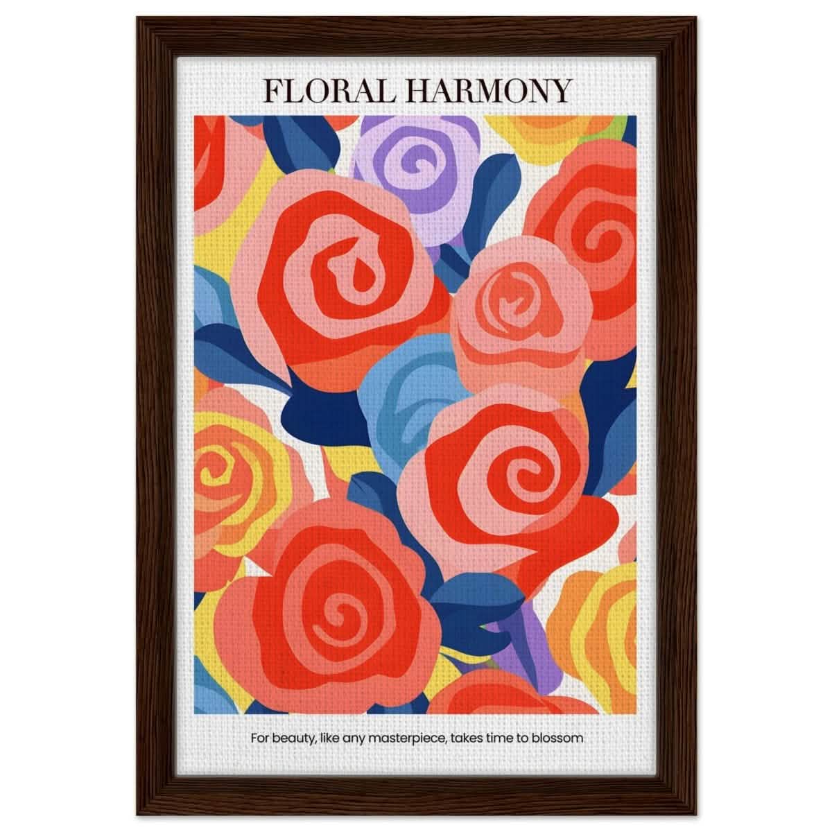 Floral Harmony - Framed Canvas - 30x45 cm / 12x18″ - Dark wood frame