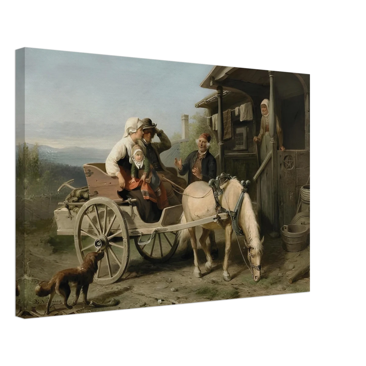 “Första besöket” – A Nordic Tale of Togetherness by Bengt Nordenberg | Wall art Print - Canvas - 40x60 cm / 16x24″ -