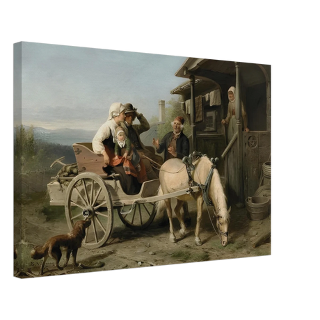 “Första besöket” – A Nordic Tale of Togetherness by Bengt Nordenberg | Wall art Print - Canvas - 40x60 cm / 16x24″ -