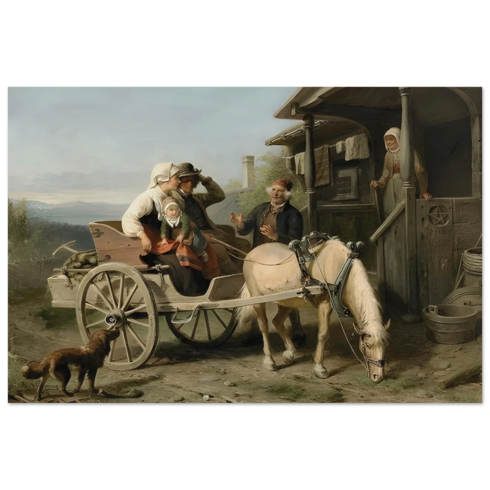 “Första besöket” – A Nordic Tale of Togetherness by Bengt Nordenberg | Wall art Print - Fine Art Poster - 60x90 cm / 24x36″ -