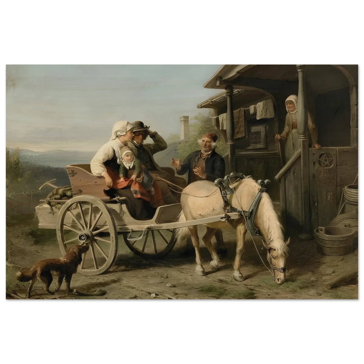 “Första besöket” – A Nordic Tale of Togetherness by Bengt Nordenberg | Wall art Print - Wood Prints - 20x30 cm / 8x12″ -