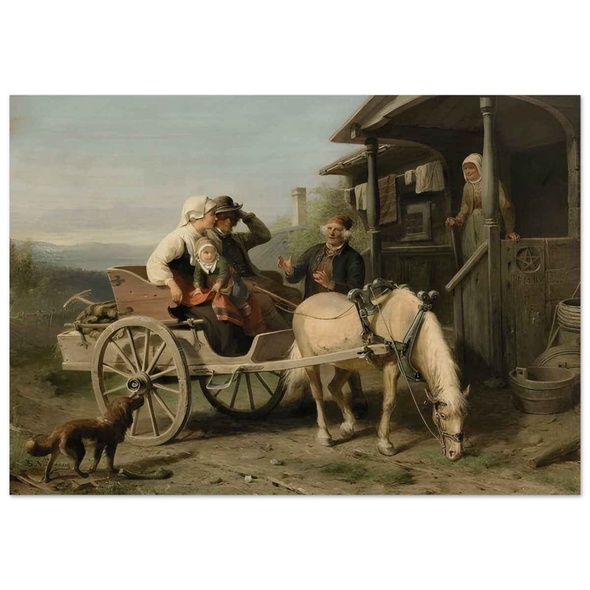 “Första besöket” – A Nordic Tale of Togetherness by Bengt Nordenberg | Wall art Print - Wood Prints - 70x100 cm / 28x40″ -