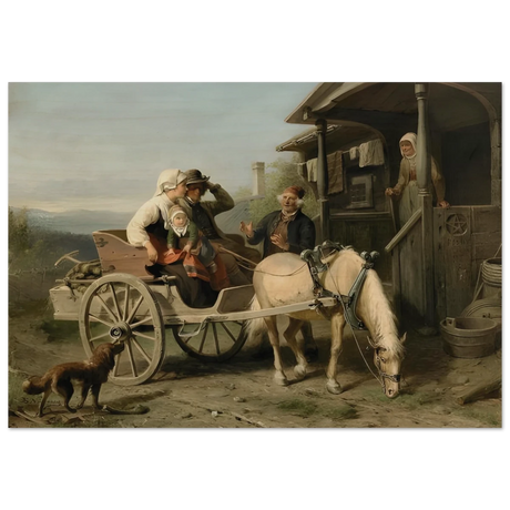 “Första besöket” – A Nordic Tale of Togetherness by Bengt Nordenberg | Wall art Print - Wood Prints - 70x100 cm / 28x40″ -