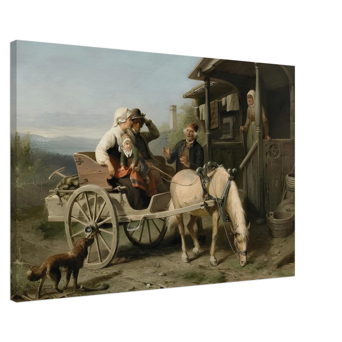 “Första besöket” – A Nordic Tale of Togetherness by Bengt Nordenberg | Wall art Print - Canvas - 60x90 cm / 24x36″ -