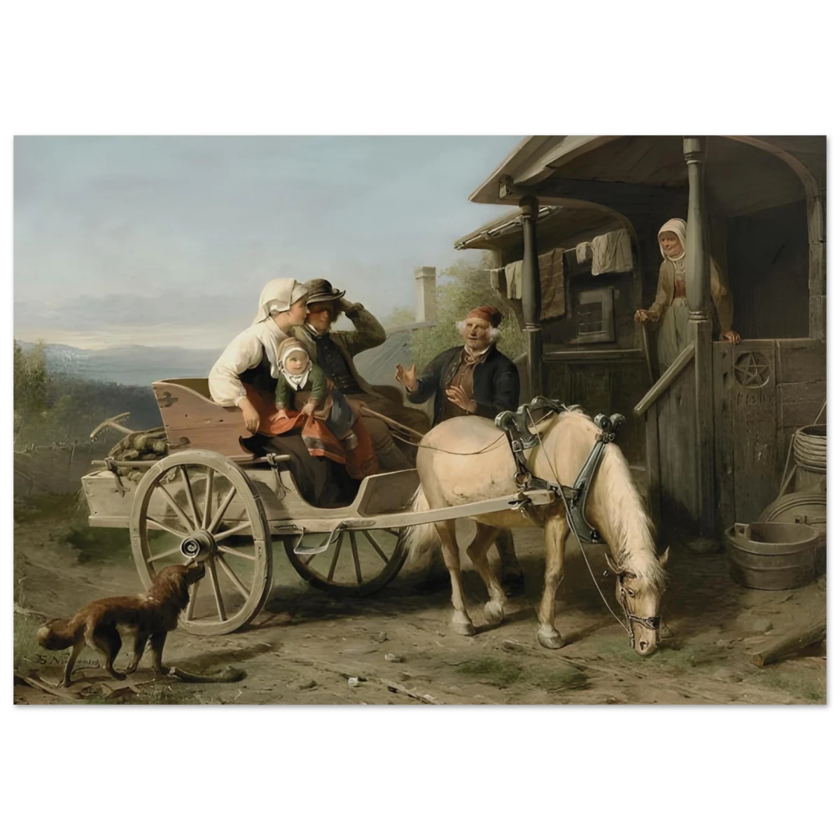 “Första besöket” – A Nordic Tale of Togetherness by Bengt Nordenberg | Wall art Print - Fine Art Poster - 70x100 cm / 28x40″ -