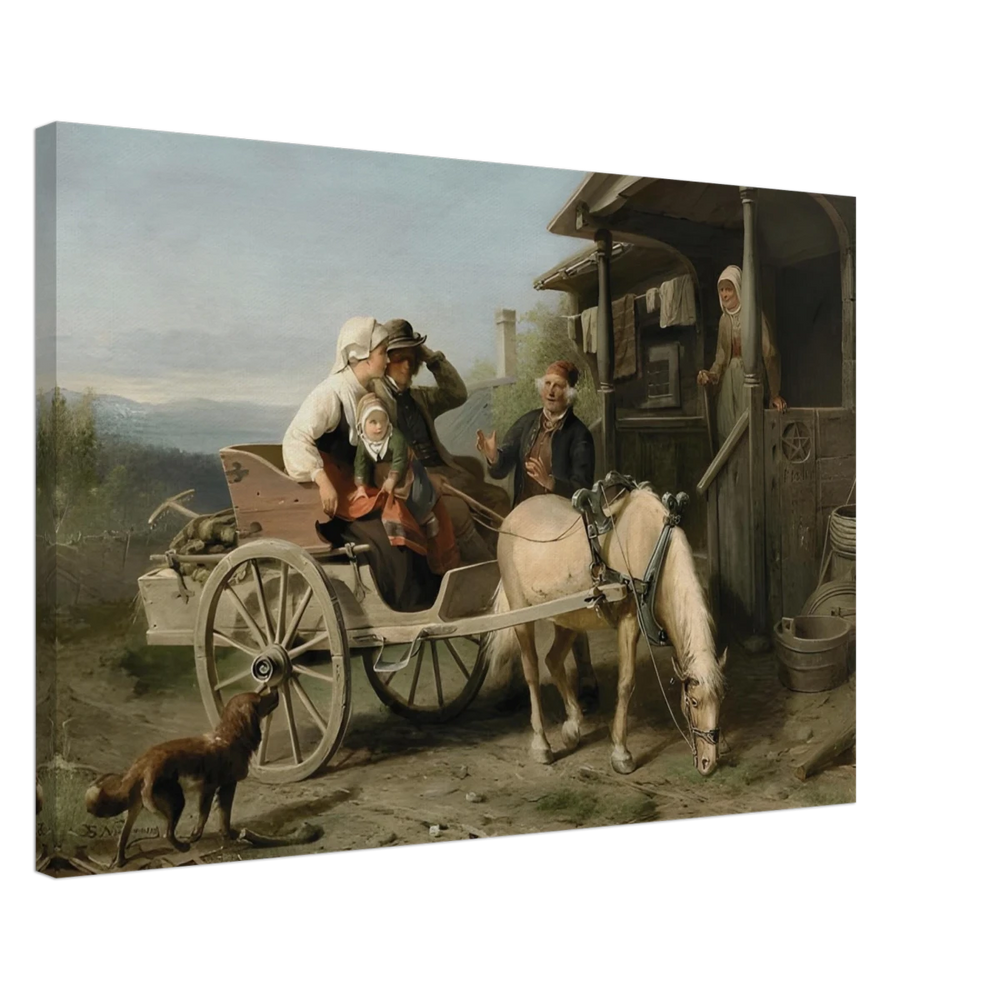 “Första besöket” – A Nordic Tale of Togetherness by Bengt Nordenberg | Wall art Print - Canvas - 50x75 cm / 20x30″ -