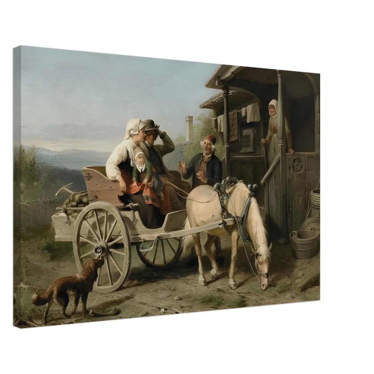 “Första besöket” – A Nordic Tale of Togetherness by Bengt Nordenberg | Wall art Print - Canvas - 50x75 cm / 20x30″ -