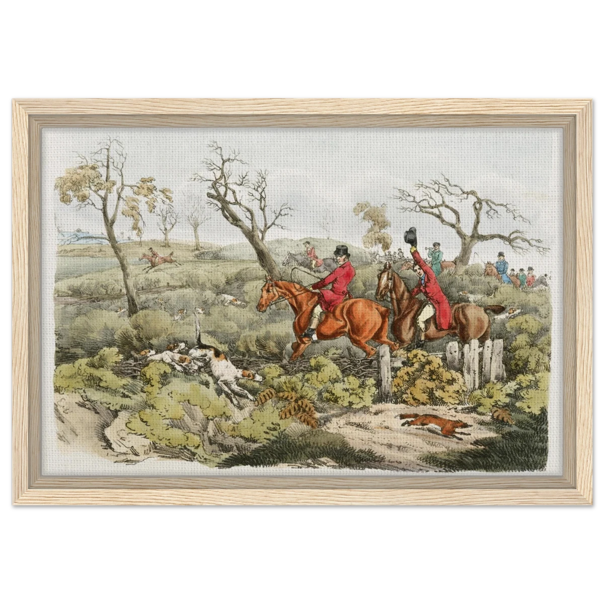 "Fox Hunt Legacy" – Vintage Equestrian Wall Art Print by Henry Alken - Framed Canvas - 30x45 cm / 12x18″ - Wood frame